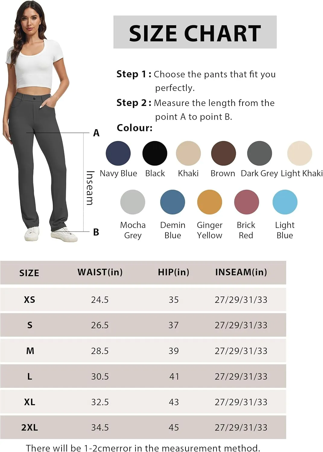 VIMPEP Womens Stretchy Yoga Dress Pants Straight Leg with Pockets Casual Petite/Regular 1202