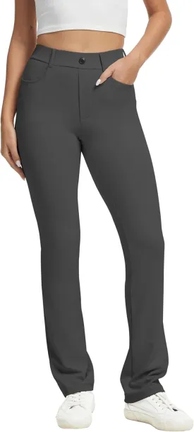 VIMPEP Womens Stretchy Yoga Dress Pants Straight Leg with Pockets Casual Petite/Regular 1202