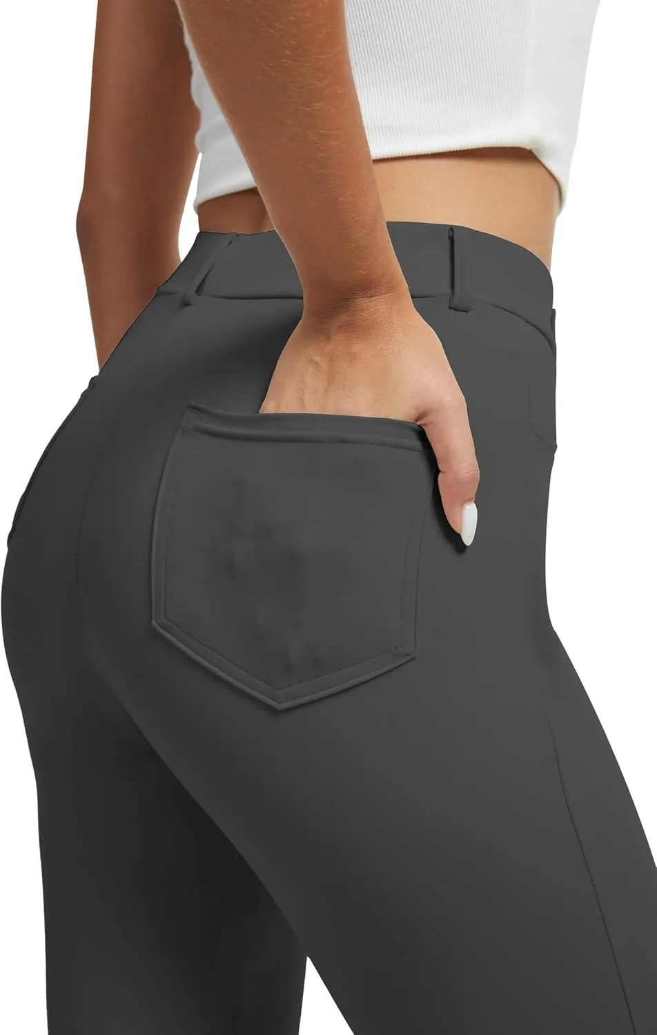 VIMPEP Womens Stretchy Yoga Dress Pants Straight Leg with Pockets Casual Petite/Regular 1202