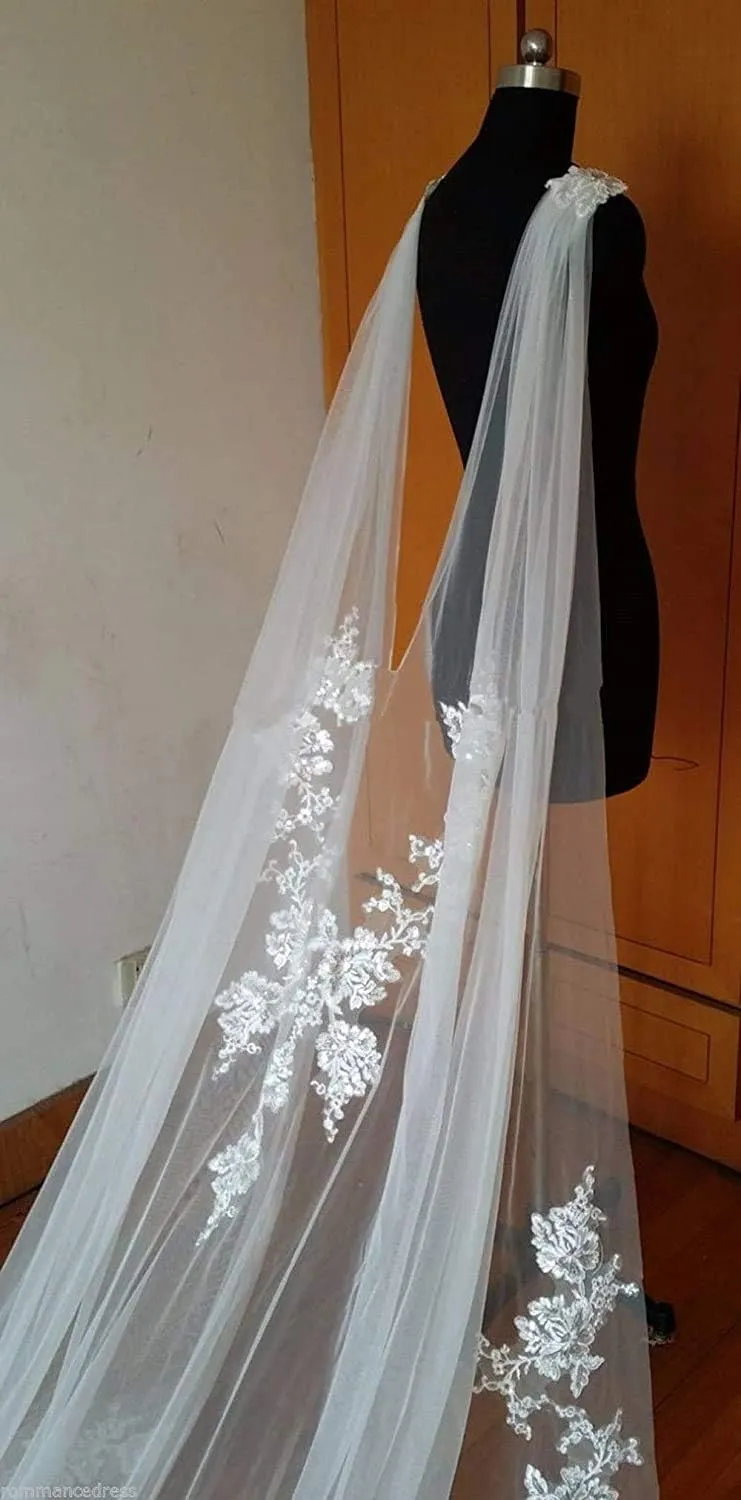 Wedding Capes Lace Bridal Veils Appliques Bridal Wraps Cathedral Length Wedding Cloak