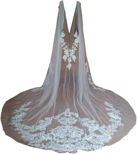 Wedding Capes Lace Bridal Veils Appliques Bridal Wraps Cathedral Length Wedding Cloak