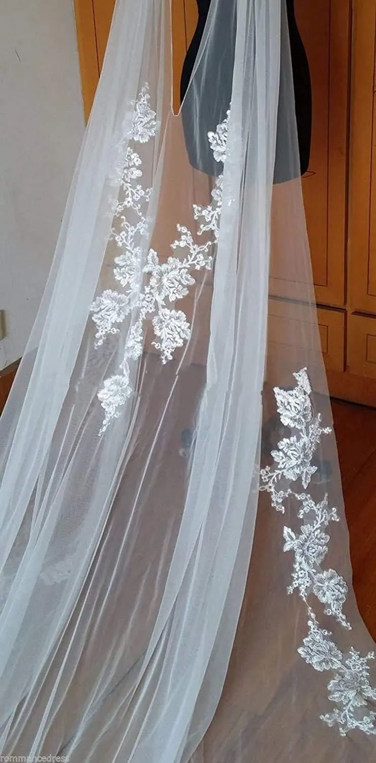 Wedding Capes Lace Bridal Veils Appliques Bridal Wraps Cathedral Length Wedding Cloak