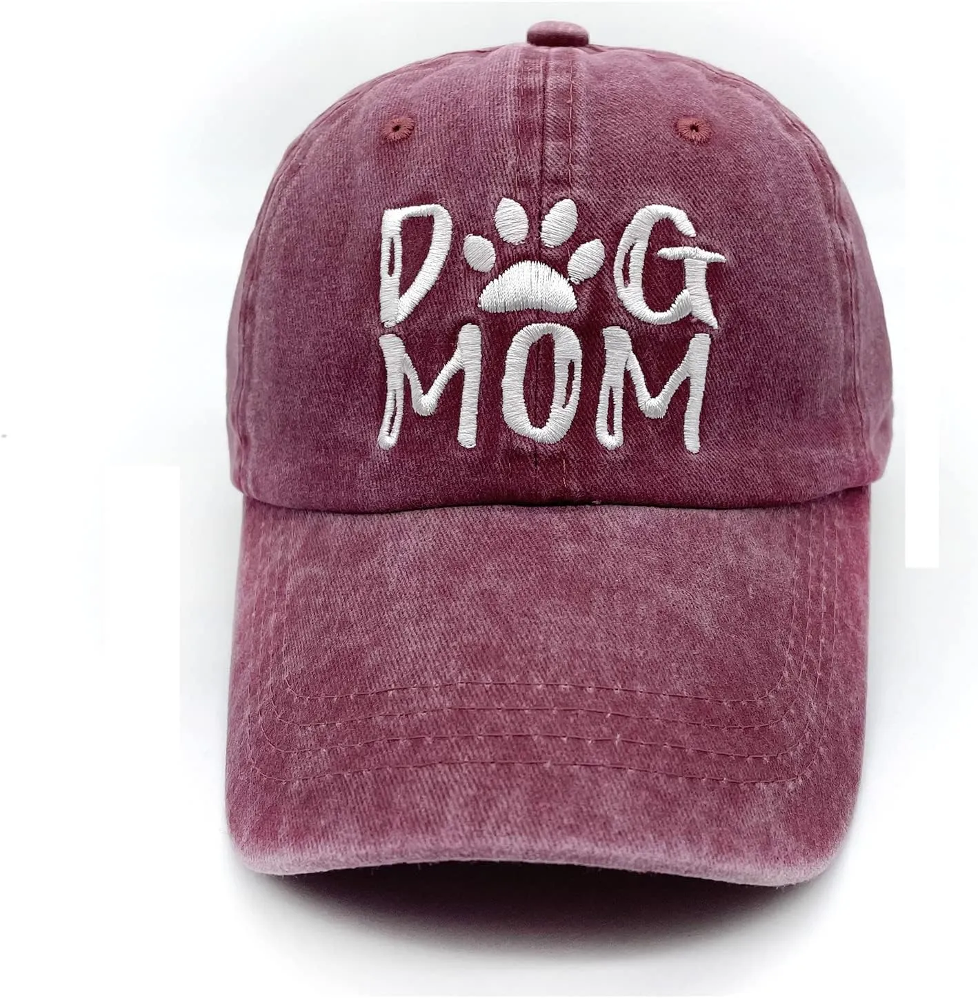 Women's Embroidered Dog Mom Hat Adjustable Denim Baseball Cap