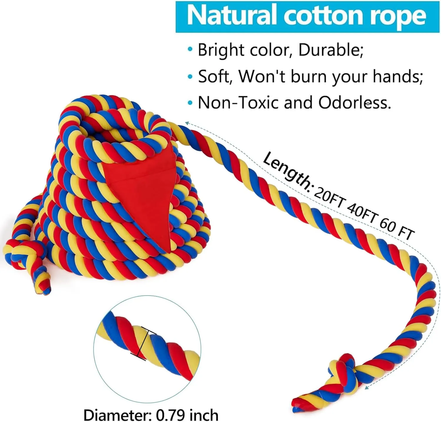 X XBEN Field Day Tug of War Rope for Kids and Adults, 35FT Jump Rope Family Reunion Birthday Party Games, Summer Outside Lawn Games, Perfect for Team Building Activities