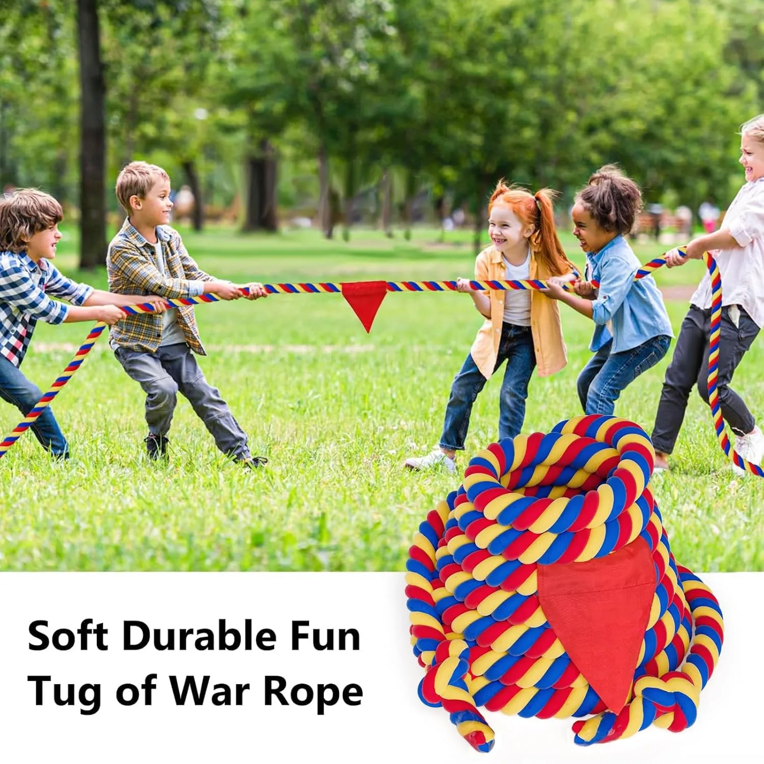 X XBEN Field Day Tug of War Rope for Kids and Adults, 35FT Jump Rope Family Reunion Birthday Party Games, Summer Outside Lawn Games, Perfect for Team Building Activities